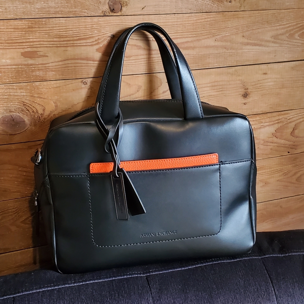 Armani Exchange Black Faux Leather Bag Purse